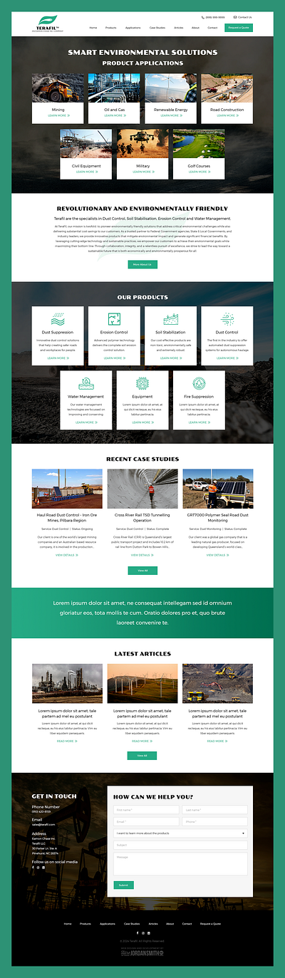 Terafil // Web Design dust dust control eco environmental environmental solution green energy service company water water management web design