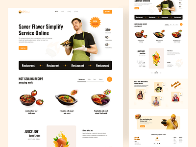 Restaurant landing page UI design design e commerce food home page landing page minimal restaurant restaurant management ui design uiux website