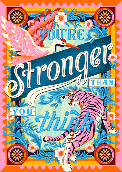 You're stronger than you think - Lettering animalillustration artlicensing design freelance freelanceartist freelanceillustrator graphic design illustration lettering lettering artist licensing photoshop productdesign puzzle