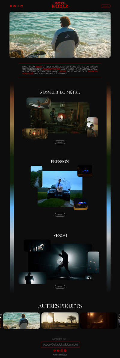 Youcef Portfolio website 3d animation motion graphics ui