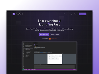 Hero section redesign for CodeParrot code design hero section plugin ui ux web design website