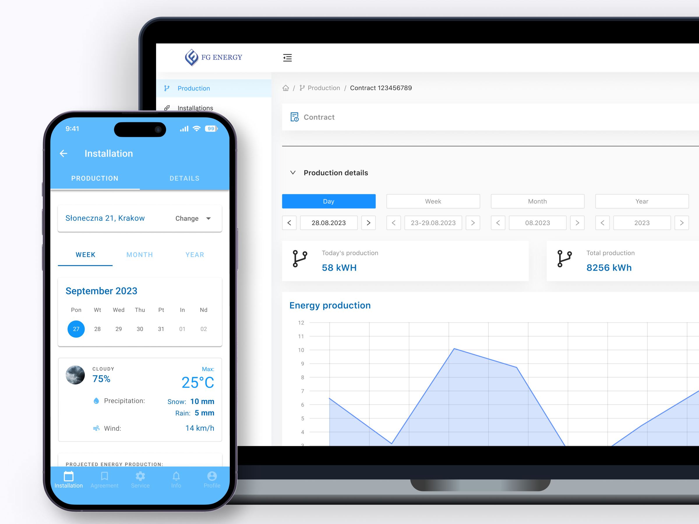 FG Energy - Solar Energy Management app app design application crm design energy management app power solar ui ux web design