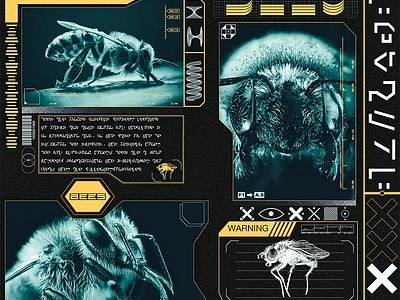 bees cyber project research cyber design digital art futuristic graphic graphic design graphics hud illustration photoshop poster posterdesign sci fi vector