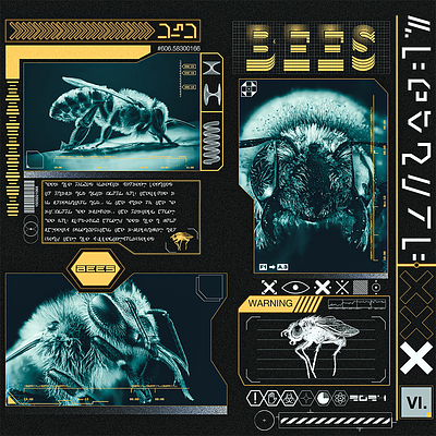 bees cyber project research cyber design digital art futuristic graphic graphic design graphics hud illustration photoshop poster posterdesign sci fi vector
