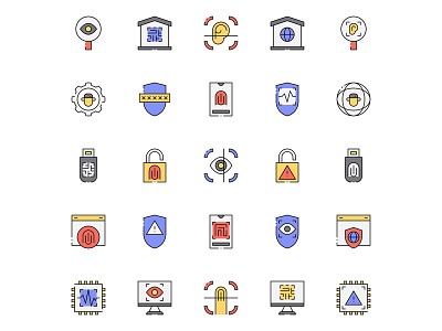 Colored Biometric Icons biometric biometric icon free download free icon free vector freebie icon design icons download
