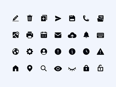 Filled Icons alert icons calendar concept delete edit filled filled icons hide icon icon set iconography icons keyboard lock map notifications report settings