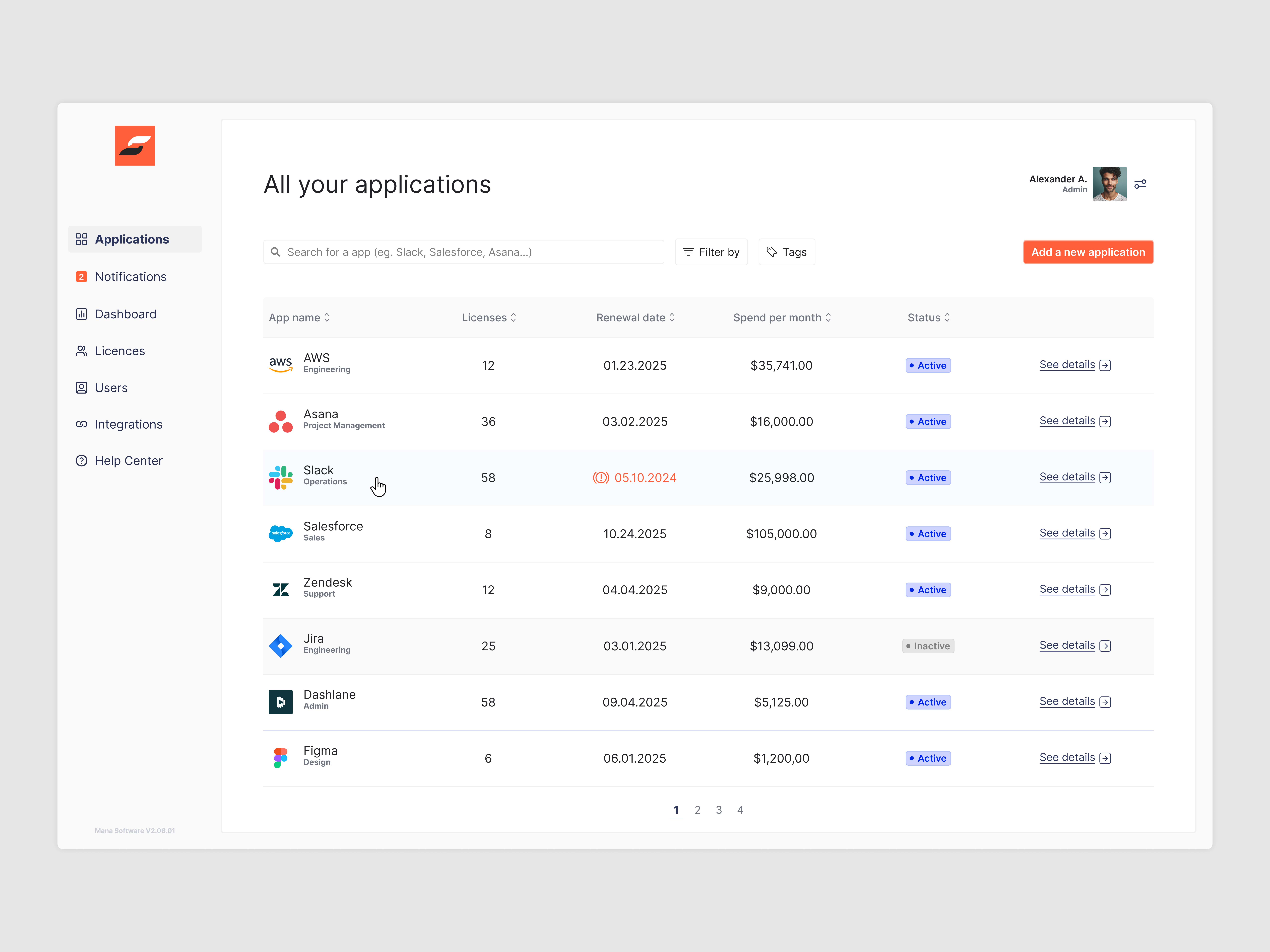 Manage all your subscription in one place app desktop app light mode minimalist product design saas saas design software ui ui design ux design webapp
