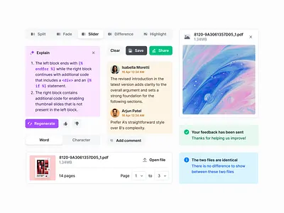 Diffchecker components ai alerts app artificial intelligence buttons comments design system file picker inputs interface notifications styleguide ui ui kit