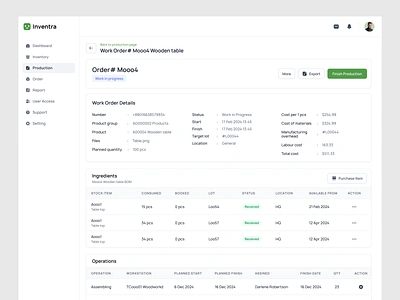 Production Details web App animation app app design design graphic design homepage logo order management order tracking production production dashboard production tracking production web app sass design sass web sass web app ui uiux design website website design