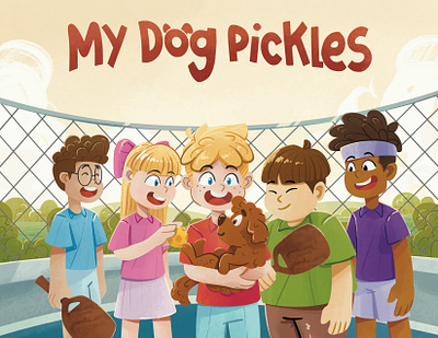 MY DOG PICKLES CHILDREN BOOK ILLUSTRATION author book story character customize children book children illustration customize dog illustration pickleball puppy
