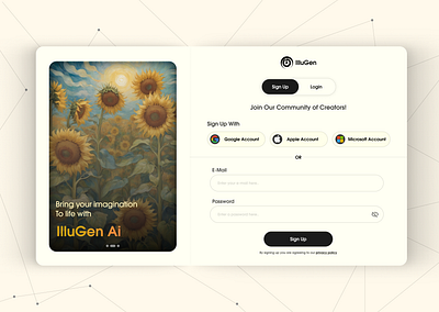 IlluGen Ai - Sign Up Page branding design graphic design logo motion graphics sign typography ui ux