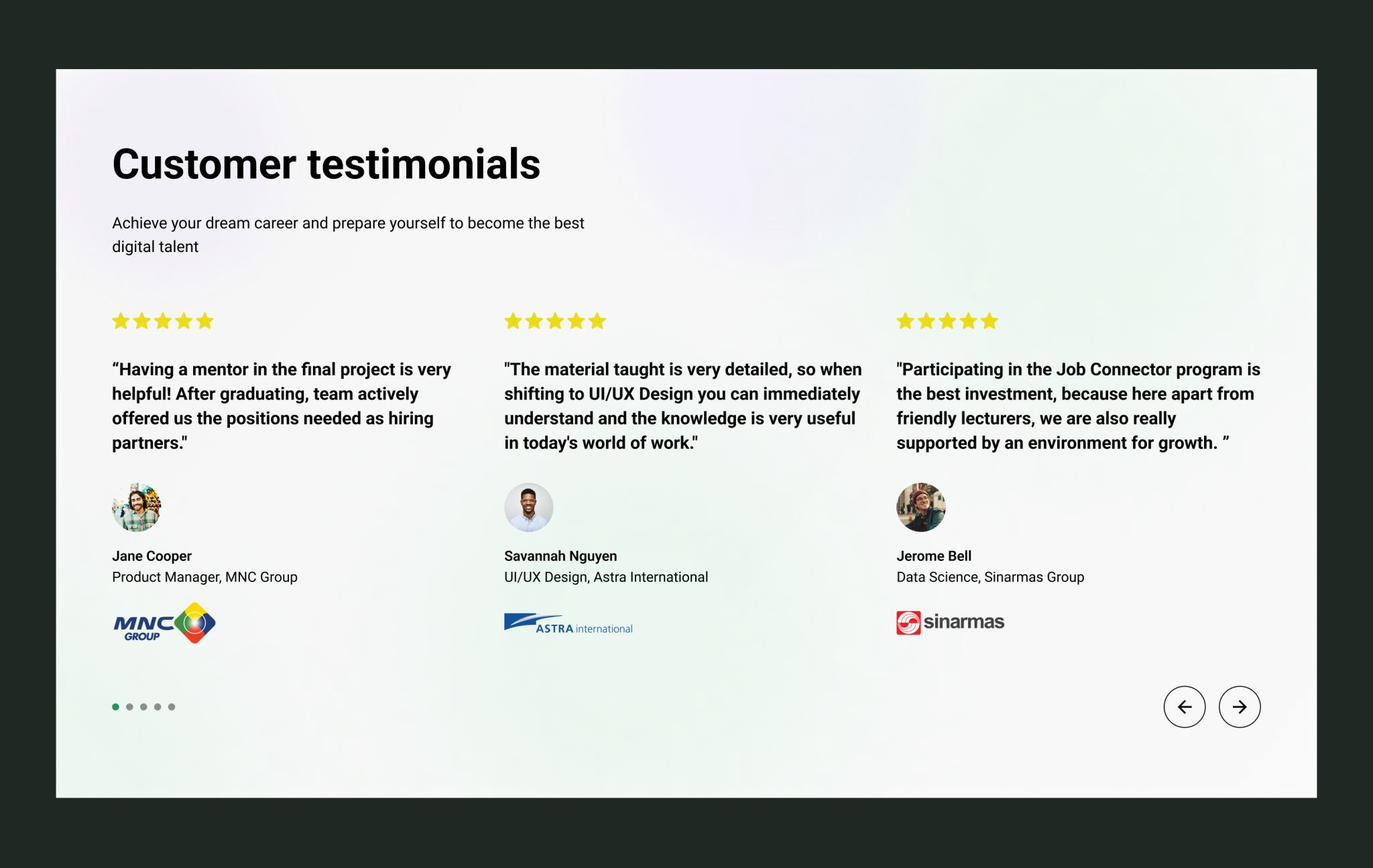 Customer Testimonial Landing Page agency design landing page ui designer uiux designer ux designer web designer