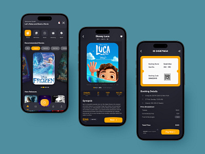 Movie Ticket Booking Platform graphic design mobile app movie booking ui