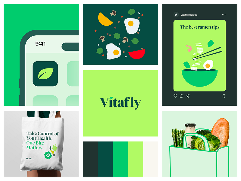 Vitafly | Bento grid branding branding cooking green healthcare illustration logo mobile ui ui ux voit team