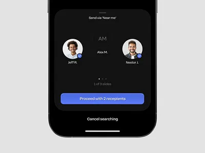 Send people nearby finance fintech interface design payment product design transfer ui design user experience ux design