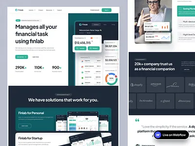 [Live] SaaS Finance Landing Page dashboard website design finance finance website fintech fintech website hero section landing page live live website minimalist saas finance saas landing page saas website software as a service ui ux web design webflow webflow template