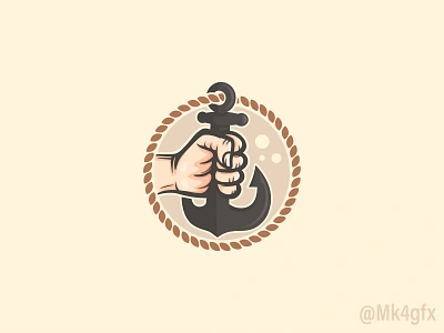 Anchor Grip Logo (for sale) anchor branding fist grap graphic design grip hand logo marine pirate retro rope sailor sea