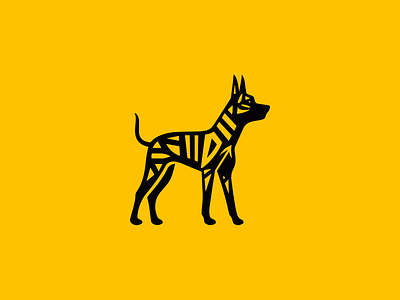 Doberman Pinscher Logo abstract branding design doberman dobermann dog geometric identity illustration k9 logo mark pet pinscher puppy security sports symbol vector vet