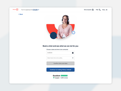 Concept for a 'Book a call' function assistance book a call branding business business app clean date selector function functionality human touch logo money app product product deisgn schedule a call scheduling select date ui ux website