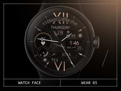 Classic Watch Face analog battery black bronze classic classy design elegant graphic design hybrid illustration modern samsung smartwatch technology ui watch watchface wear os