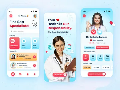 Medical Mobile App android clean clinic doctor doctor app doctor appointment health health care ios medical medical app minimal mobile app design mobile design mobile ui online appointment telemedicine ui design uiux ux design