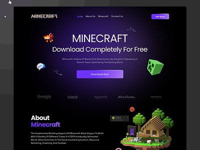 Minecraft Website Design - Dark Theme dark theme design designer figma game gaming graphic design illustration logo minecraft ui ui design ux design web app web design website