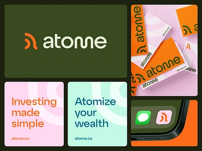 Atome Branding a abstract ai app atom branding education finance fintech geometric invset letter logo money payment saas science startup technology web