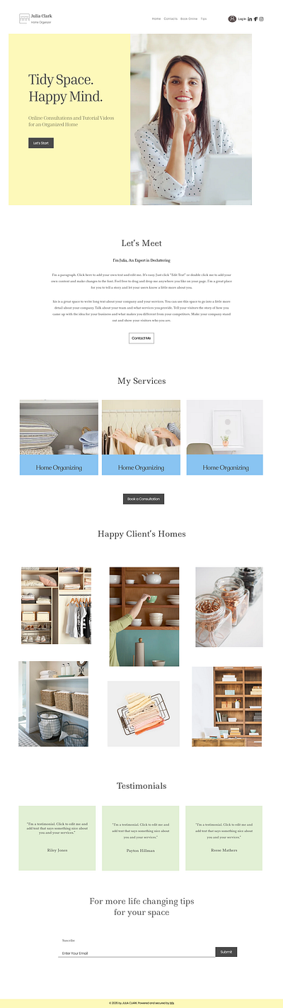 Home organizer Website Copy uiux designing