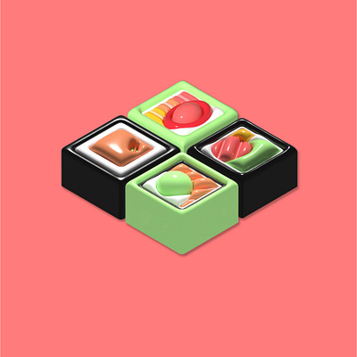 3D Sushi Illustration: Savory Design Exhibition 3d ai illustrator sushi vecteur