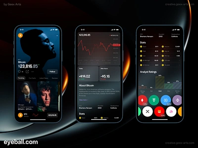 eyeball.com btc coin crypto dashboard finance homepage illustration interface ios iphone mobile news nft