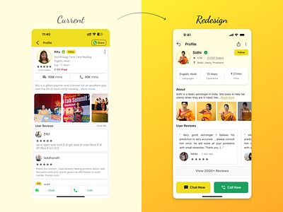 AstroTalk: Reimagining the Astrologer Profile Screen appdesign astrology astrotalk design horoscope mobile product redesign ui uiux userexperience ux