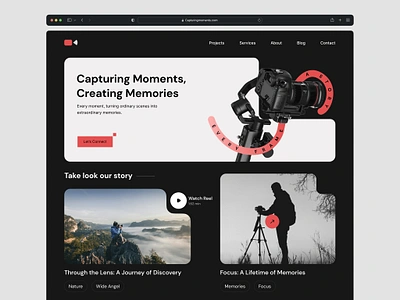 Capturing Moments Photograpy website design design inspiration landing page landing page design navigation menu page design photography landing page design photography website snapshot ui uitrens uiux uxtrends videography website web layout web ui website design