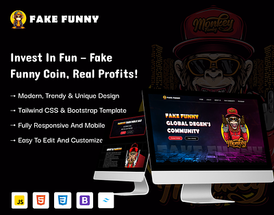 FakeFunny Coin Tailwind CSS Website Template bootstrap crypto crypto currency crypto website template css currency fakefunny meme coin fakefunnycoin html html5 meme coin landing page responsive tailwind tailwind template web template website template