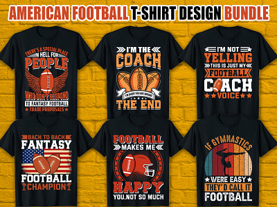 American Football T-shirt Design Bundle american american football custom t shirt design football football design football shirt graphic design merch rugby shirt soccer sports sports design sportswear t shirt tee shirt typography typography t shirt vector vector graphic