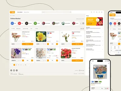 Flower online market clean design e commerce flower flower market interface minimalism mobile design mobile ui online market ui uiux ux web web design website