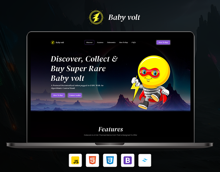 BabyVolt Inu MemeCoin Tailwind Website Template by Bitrix Infotech Pvt