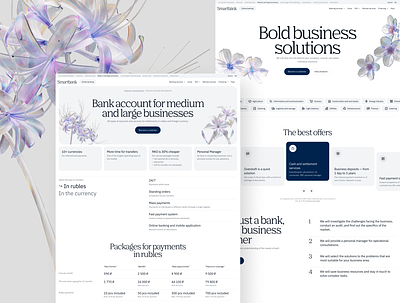 Website for the bank 3d bank bold business che corporate finance fintech flowers glass grid interaction large business loans typography ui ux valery che website