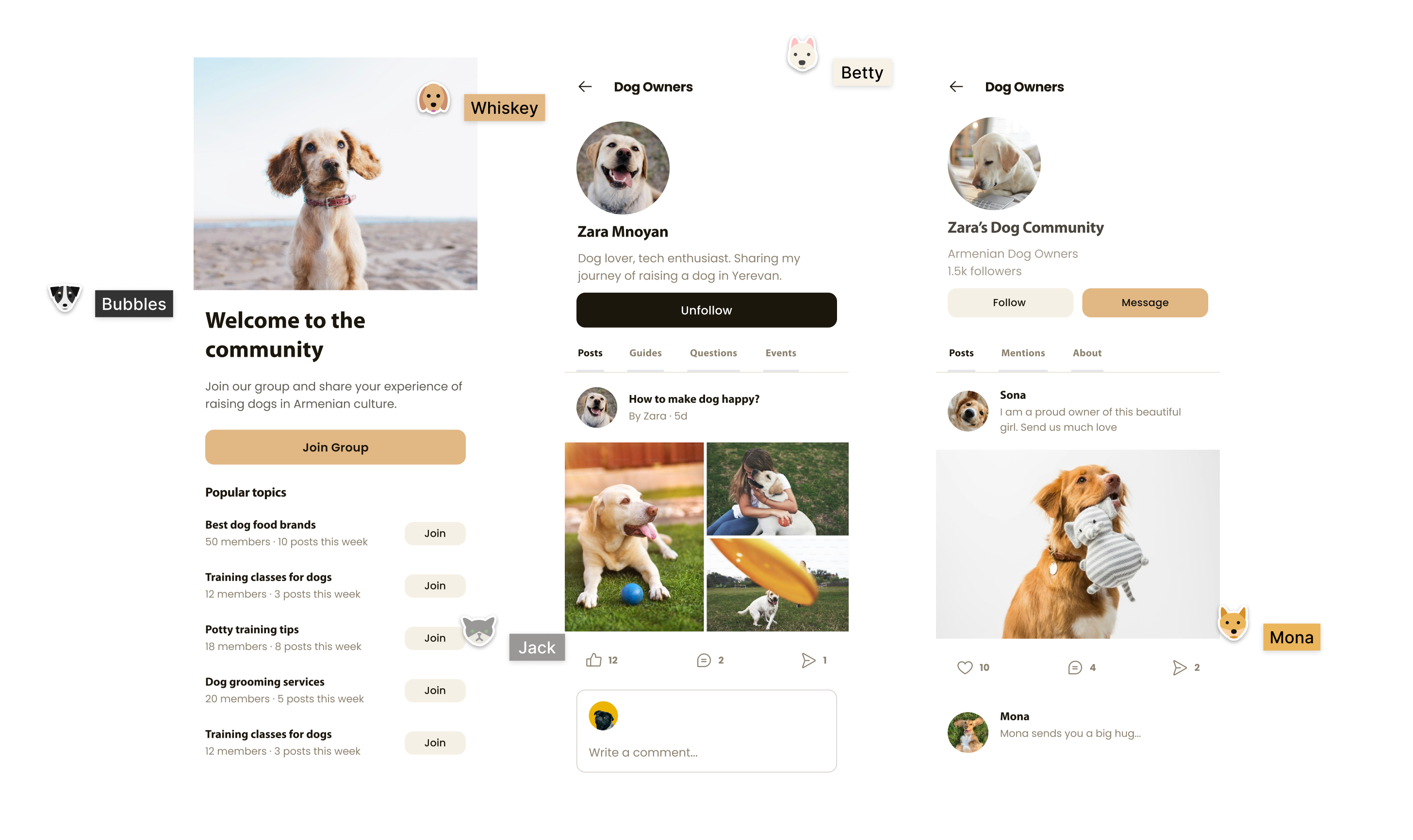 App for dog owners ui