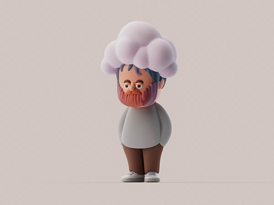 Under The Weather 3d c4d character illustration render