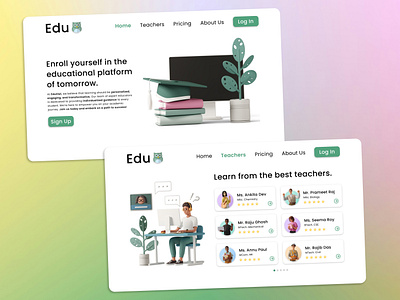 My First Design - an online learning website aesthetic website branding design elearning figma first design footer design graphic design illustrations landing page log in page minimalist design minimalist website modern design modern website sign up page ui ui design uiux website
