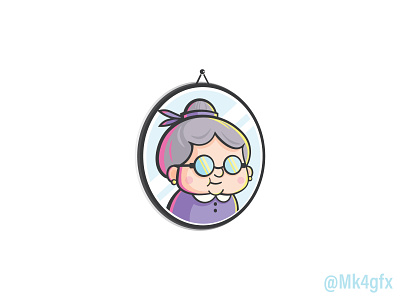 Cute Granny Logo (for sale) branding colorful cool cute design frame fun glasses granny illustration logo logo 2d mirror modern old wall woman