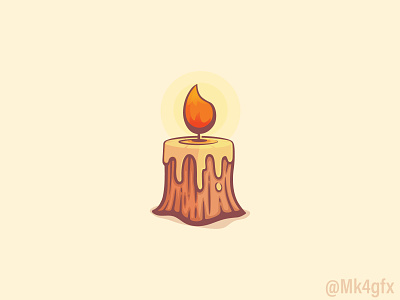 Tree Candle Logo (for sale) branding candle design fire glowing illustration logo logo 2d logos melting modern natural nature rustic spa tree trunk wax wood
