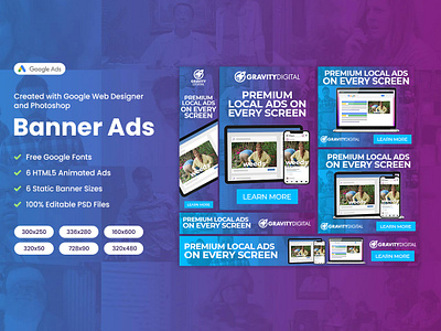 GravityDigital HTML5 Google Ads banner ads design digital marketing google ads html5 banners marketing marketing agency marketing campaign