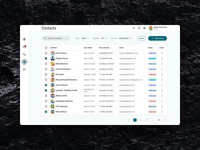 📇 Contacts Page m3 management saas ui uiux ux