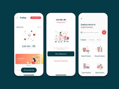 UI UX Design for grocery shopping app design graphic design illustration illustrator minimal ui ux vector