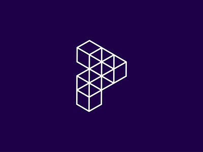 Logo monogram - "P" + isometric blocs isometric letter p purple
