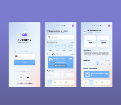 eDoctorly app ui design doctor appointment medical medical app medical appointment mobile app ui uiux
