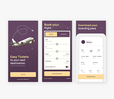 Easy Tickets airline airline tickets app app ui booking app mobile ui ticket booking ticket booking app ticket ui ui uiux ux