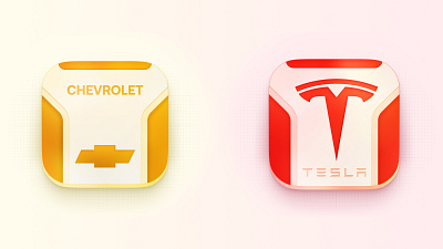 Chevrolet X Tesla icons branding graphic design logo