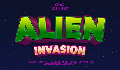 Text Effect Alien Invasion 3d text effect chrome font effect text effect